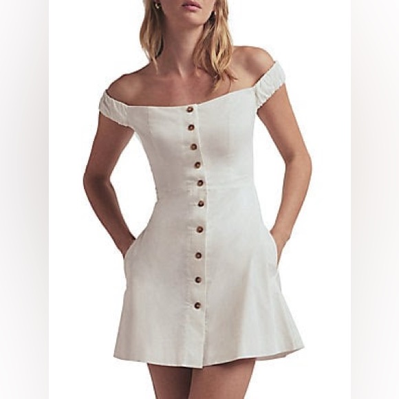 Brand New Favorite Daughter Lovesick Off The Shoulder Cotton Mini Dress
